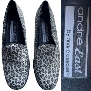 ANDRE EAST By Andre ASSOUS Cheetah LEOPARD Print LEATHER FLATS Loafers Size 7B